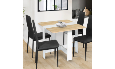 Table à manger dépliable Edi bois et blanc