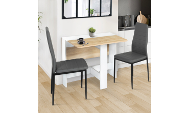 Table à manger dépliable Edi bois et blanc
