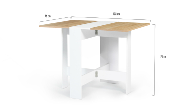 Table à manger dépliable Edi bois et blanc