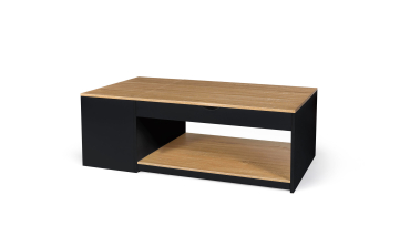 Table basse Elina relevable coffre latéral noir et bois