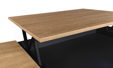Table basse Elina relevable coffre latéral noir et bois