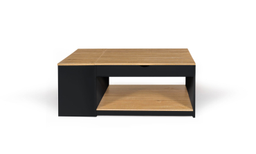 Table basse Elina relevable coffre latéral noir et bois