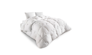 Couette extra chaude blanche 200x200cm anti-acariens - microfibres 700 g/m2 + 2 oreillers