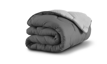 Couette chaude réversible bicolore grise 240x260cm - microfibres 300 g/m2