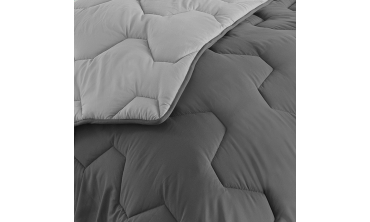 Couette chaude réversible bicolore grise 240x260cm - microfibres 300 g/m2