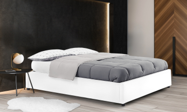 Lit coffre Otta 140x190cm simili cuir blanc
