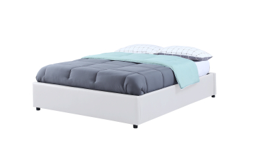 Lit coffre Otta 140x190cm simili cuir blanc