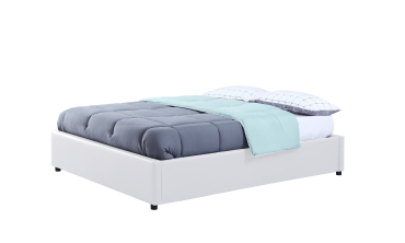 Lit coffre Otta 140x190cm simili cuir blanc
