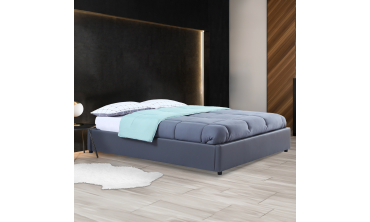 Lit coffre Otta 140x190cm simili cuir gris