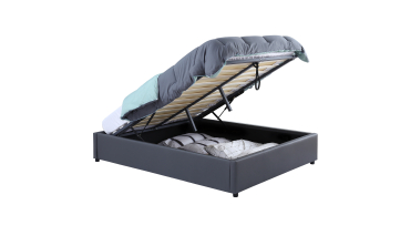 Lit coffre Otta 140x190cm simili cuir gris
