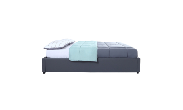 Lit coffre Otta 140x190cm simili cuir gris