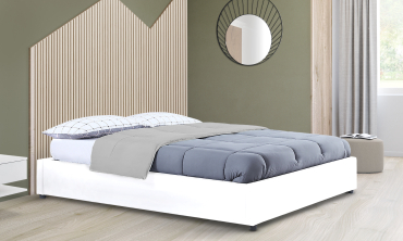 Lit coffre Otta 160x200cm simili cuir blanc