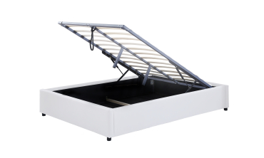 Lit coffre Otta 160x200cm simili cuir blanc