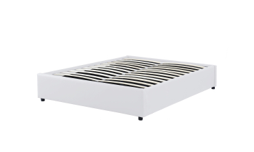 Lit coffre Otta 160x200cm simili cuir blanc
