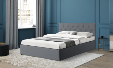 Lit coffre Hanna 140x190cm simili cuir gris
