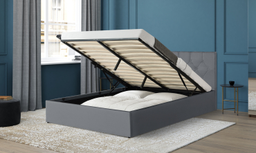 Lit coffre Hanna 140x190cm simili cuir gris