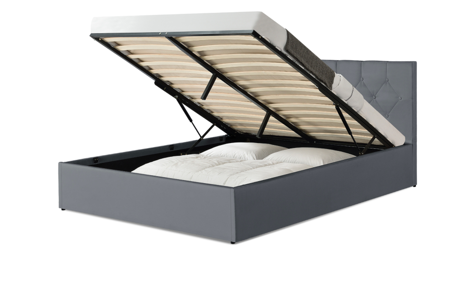 Lit coffre Hanna 140x190cm simili cuir gris