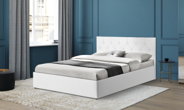 Lit coffre Hanna 140x190cm simili cuir blanc