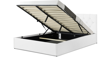 Lit coffre Hanna 140x190cm simili cuir blanc