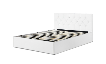 Lit coffre Hanna 140x190cm simili cuir blanc