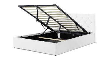 Lit coffre Hanna 140x190cm simili cuir blanc