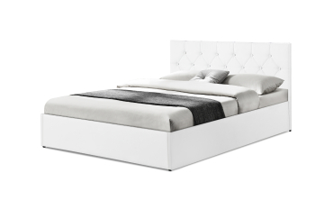 Lit coffre Hanna 140x190cm simili cuir blanc