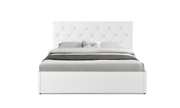 Lit coffre Hanna 140x190cm simili cuir blanc