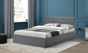 Lit coffre Hanna 160x200cm simili cuir gris