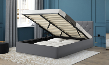 Lit coffre Hanna 160x200cm simili cuir gris