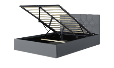 Lit coffre Hanna 160x200cm simili cuir gris