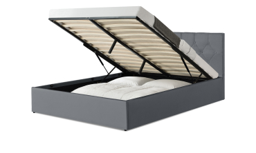 Lit coffre Hanna 160x200cm simili cuir gris