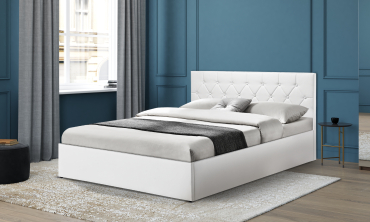 Lit coffre Hanna 160x200cm simili cuir blanc