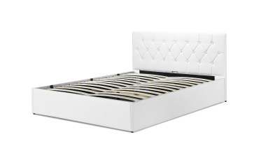 Lit coffre Hanna 160x200cm simili cuir blanc