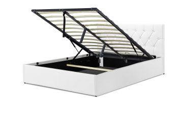 Lit coffre Hanna 160x200cm simili cuir blanc
