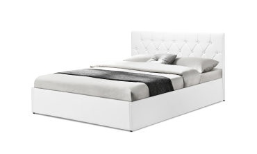 Lit coffre Hanna 160x200cm simili cuir blanc