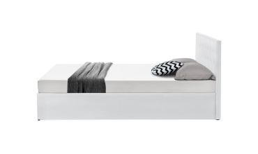 Lit coffre Hanna 160x200cm simili cuir blanc