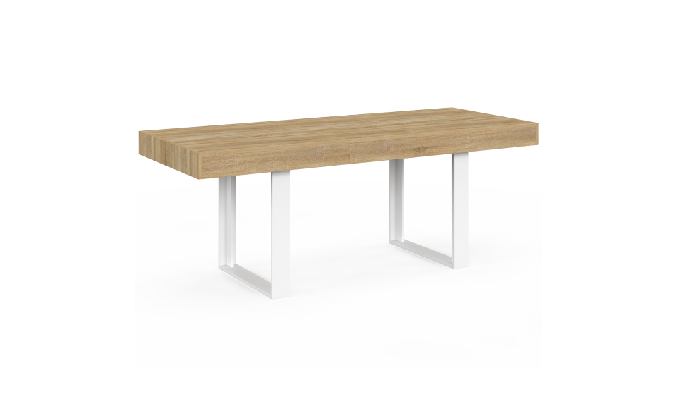 Table à manger extensible Brixton bois et blanc 120-160cm