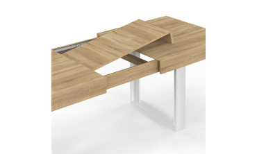 Table à manger extensible Brixton bois et blanc 120-160cm