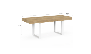 Table à manger extensible Brixton bois et blanc 120-160cm