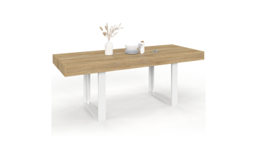 Table à manger extensible Brixton bois et blanc 120-160cm