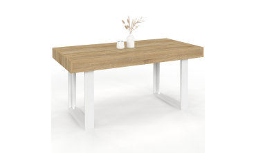 Table à manger extensible Brixton bois et blanc 120-160cm