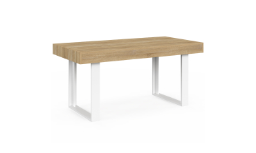 Table à manger extensible Brixton bois et blanc 120-160cm