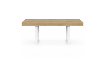 Table à manger extensible Brixton bois et blanc 120-160cm