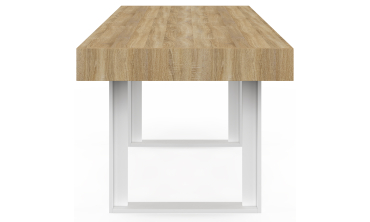 Table à manger extensible Brixton bois et blanc 120-160cm