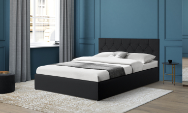 Lit coffre Hanna 140x190cm simili cuir noir