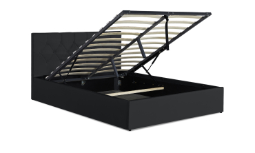 Lit coffre Hanna 140x190cm simili cuir noir