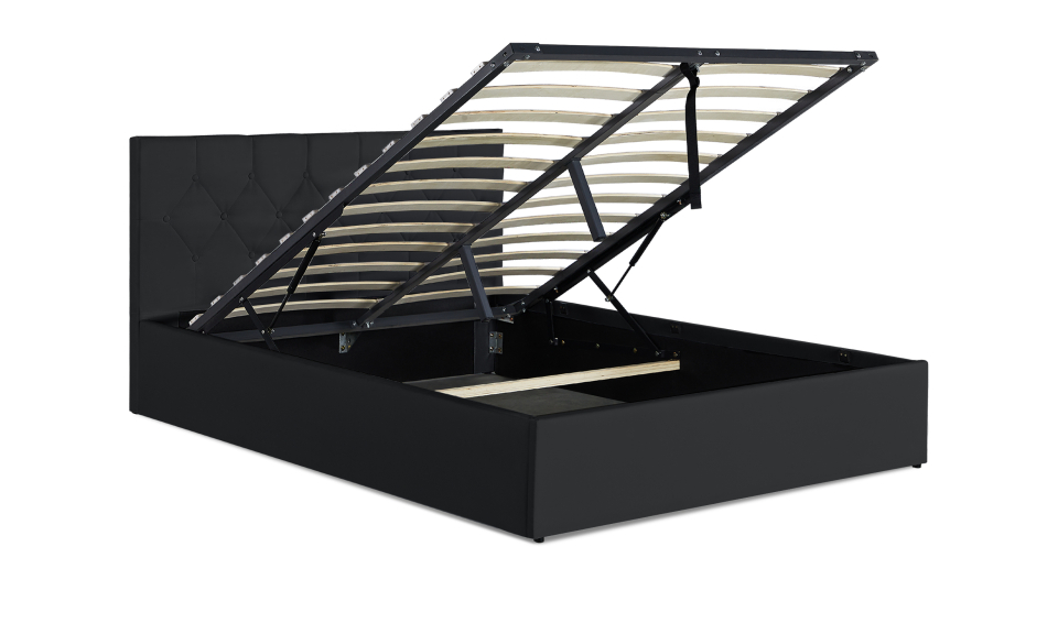 Lit coffre Hanna 140x190cm simili cuir noir