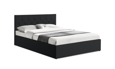 Lit coffre Hanna 140x190cm simili cuir noir