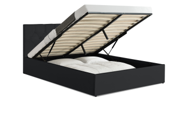 Lit coffre Hanna 140x190cm simili cuir noir