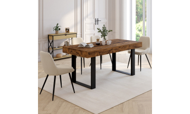 Table à manger extensible Brixton effet bois vieilli 160-200cm